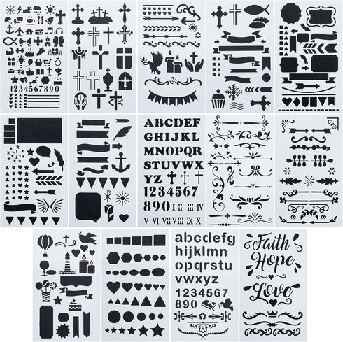 Mr. Pen- Bible Journaling Stencil, 4.2 x 7 Inch, 14 Sheets, Stencil Set, Journal Stencils, Planner Stencils, Plastic Stencils, Stencils for Journa...