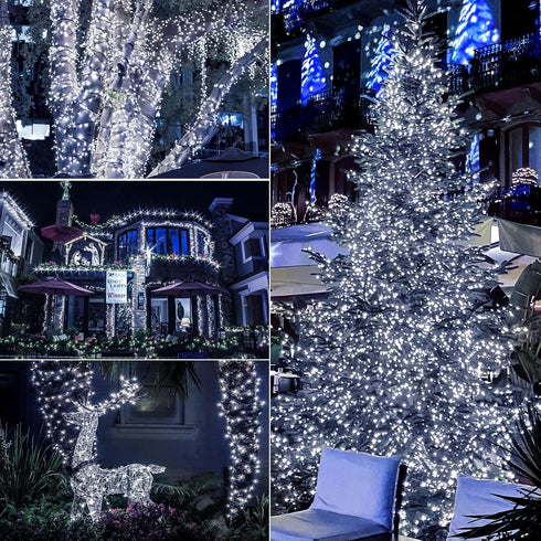 Battery Operated Christmas Lights, 33Ft 100 LED Cool White String Lights with Auto Timer & 8 Modes & Remote Control, Shatterproof Waterproof for O...