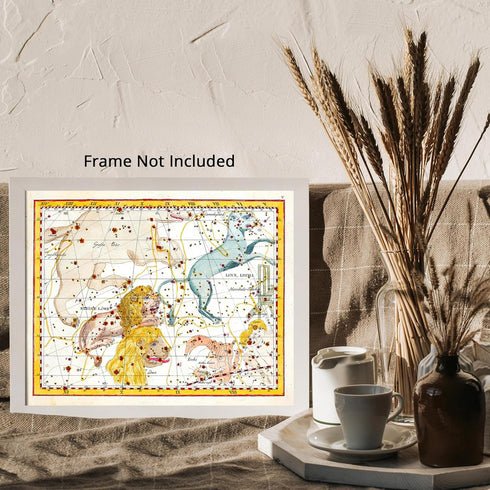 Posterizer 1 pcs-Johann Elert Bode Linx Luchs & Kleine Lowe-Celestial Map-Astrology & Zodiac Art-Astronomy & Celestial Art-Gift for Steampunk and ...