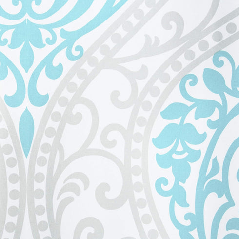 Comfort Spaces Coco Bathroom Shower Curtain Printed Damask Pattern Modern Cute Microfiber Fabric Bath Curtains, 72"x72", Teal / Grey...