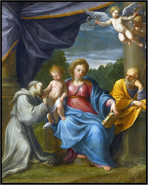 Posterizer 1 pcs-Holy Family with Saint Francis painting poster-Religious Posters-Gifts for Christians -Decor for Church, Sunday School Classroom-...