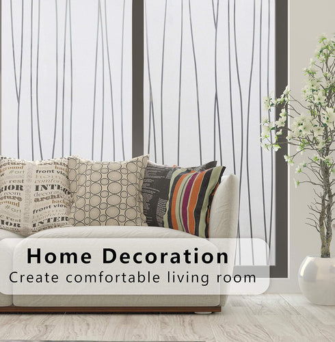 Finnez Window Film Privacy and Light Protection Sticker Film Frosted Look Static Cling for Home Office (11.8'' x 78.7'' Irregular Stripe)...