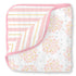 SwaddleDesigns 4-Layer Cotton Muslin Luxe Blanket, Baby and Toddler Cuddle and Dream, 46x46 inches, Pink Heavenly Floral and Stripes...