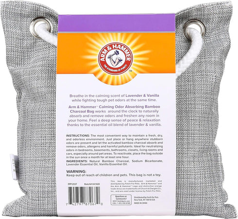 Arm & Hammer for Pets Air Care Calming Bamboo Charcoal Air Purifying Bag in Lavender Vanilla Scent | 17.6 oz Odor Absorbing Charcoal Bag | Easy Pe...
