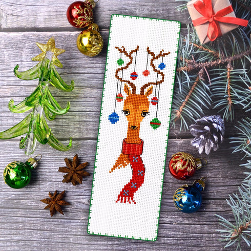 Povitrulya Santa's reindeer - Counted Cross Stitch Bookmark Kit - DIY Embroidery set - Hand Made Christmas Gift for Adults and Kids...