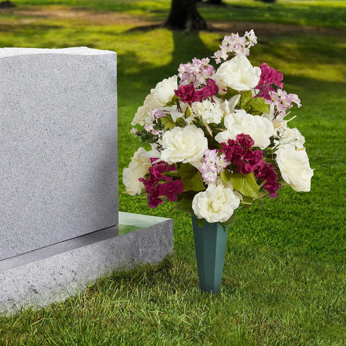 FloraCraft Affinity Plastic Cemetery Vase with Permanent Spike 4.4 inch x 12.75 inch Green...