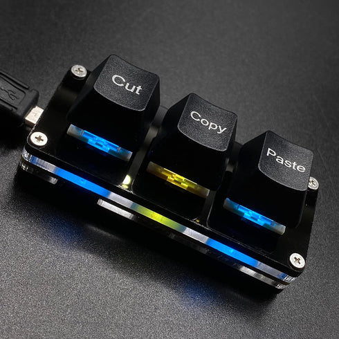 Mini 3-Key Cut Copy Paste Keyboard Ctrl X C V Shortcut One Handed Keyboard RGB Macro Pad Gaming Mechanical Keyboard OSU Keypad Programmable Keyboa...