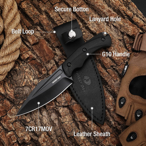 Mossy Oak Hunting Knife with Sheath, Full-tang Fixed Blade Knife, Outdoor Knives for Survival, Camping, Hiking (G10 Handle)...