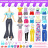 52 Pcs Doll Clothes and Accessories,2 Wedding Gowns 6 Fashion Dresses 2 Set Casual Outfits Top and Pant 2 Swimsuit,20 Hanger 10 Shoe 10 Accessorie...