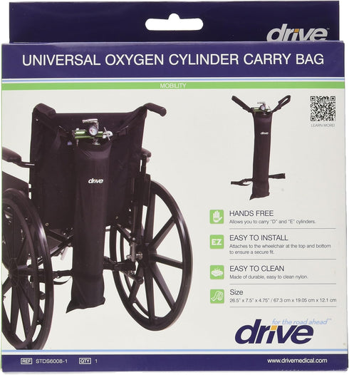 Drive Medical Universal Oxygen Cylinder Carry Bag, Black...