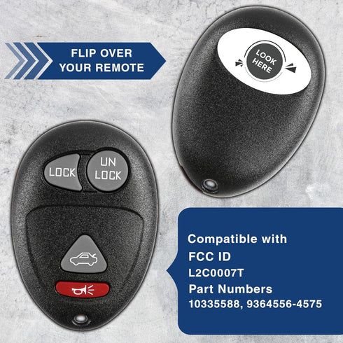 KeylessOption Keyless Entry Remote Control Car Key Fob Replacement for L2C0007T...