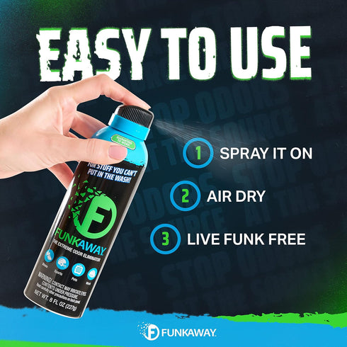 FunkAway Aerosol Spray, 8 oz., Extreme Odor Eliminator Spray, Ideal for Shoe Smells, Pet Odors and Bulky Stuff that Won't Fit in the Wash; Attacks...