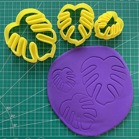 CHENRUI Set of 3 Monstera Leaf Polymer Clay Cutter Set Cookie Fondant Cutters...