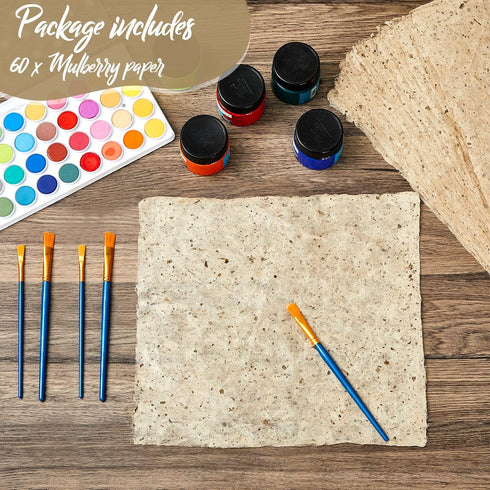 60 Pcs Mulberry Paper Craft Paper Handmade Paper Decoupage Paper Calligraphy Papers Sheet DIY Painting Papers for Scrapbook Decoupage Drawing Writ...