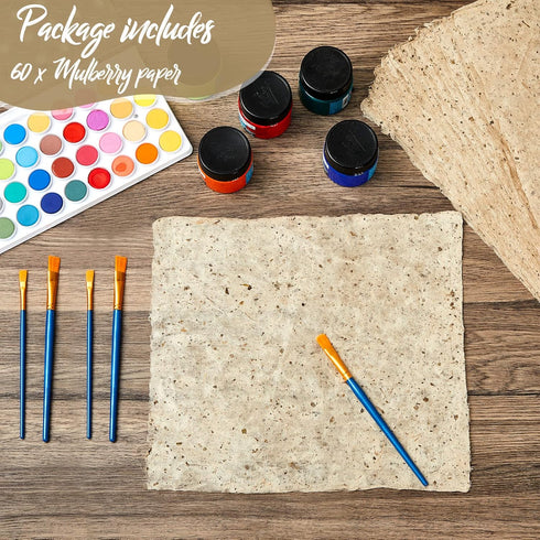 60 Pcs Mulberry Paper Craft Paper Handmade Paper Decoupage Paper Calligraphy Papers Sheet DIY Painting Papers for Scrapbook Decoupage Drawing Writ...