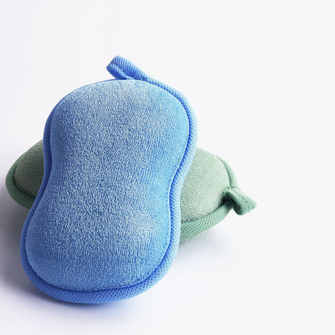 Baby Bath Sponge - Ultra Soft Baby Sponge for Bathing - Kids Bath Sponges for Infants, Toddler Bath Time, 2 Count (1 Pack) - Green Blue...
