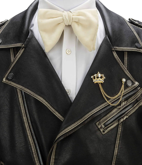 Lapel Pin for Men Golden Crystal Crown with Hanging Chain Brooch Suit Stud, Shirt Studs Men's Accessories Golden...