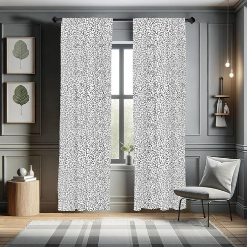 Lunarable Snow Leopard Curtains, Continuous Pattern of Greyscale Natural Camouflage Wild Cat Skin, Window Treatments 2 Panel Set for Living Room B...