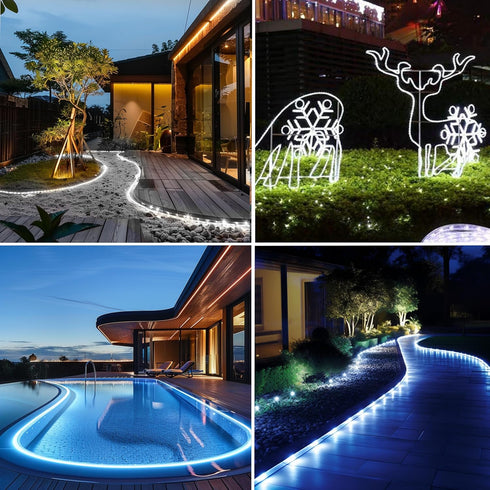 Solar Rope Lights, 66 Feet 200 LED 8 Modes Solar Rope String Lights Outdoor Fairy Lights Waterproof Tube Lights with Solar Panel for Outdoor Indoo...