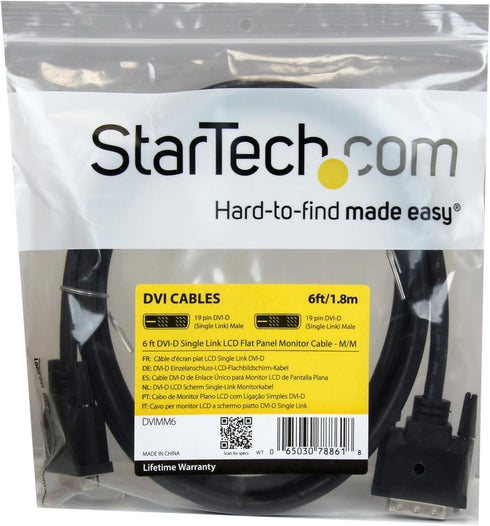StarTech 6ft Digital Flat Panel Monitor Cable DVI...