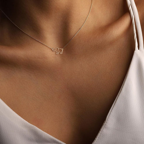 Dainty Necklace for Women, 14K Gold Plated Elephant Bee Cat Dog Bear Necklace Cute Necklaces Simple Gold Necklace...