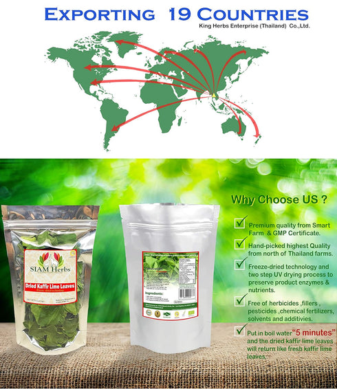 SIAM Herbs : Kaffir Lime Leave Powder 2.35 oz. | Premium Gourmet Ingredient for Thai & Asian Cuisine |Rich Green Color and Extremely Aromatic (Mak...