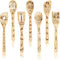 7Pcs Halloween Hocus Pocus Theme Wooden Spoons Slotted Spatula Set, Carve Burned Bamboo Kitchen Cookware Gadget Kit Non-Stick Cooking Utensils Fun...