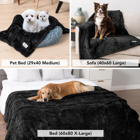 PetAmi Dog Blanket for Small Dogs Black, Fluffy Soft Puppy Blanket, Sherpa Fleece Cat Blanket for Kitten Doggie, Calming Pet Blanket Throw for Cou...