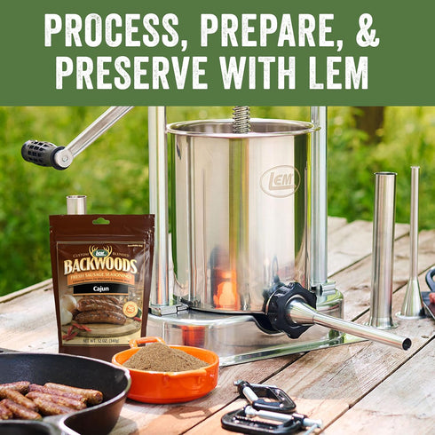 LEM Products Backwoods Cajun Fresh Sausage Seasoning, Ideal for Wild Game and Domestic Meat, Seasons Up to 25 Pounds of Meat, 12 Ounce Packet...