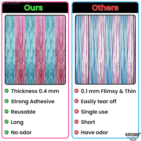 KatchOn, XtraLarge Pink and Blue Streamers - 3.2 x 8 Ft, Pack of 2 | Pink and Blue Streamers for Gender Reveal Decorations | Streamer Backdrop for...