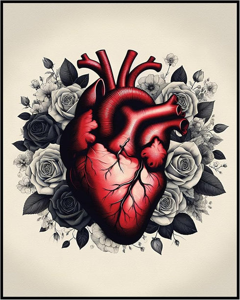 Posterizer 1 pcs-Rustic Floral Heart Shabby Chic Print-Romantic Art-Science & Medical Art- Gift for Men Women Entrepreneur Teens-Decor for Home & ...