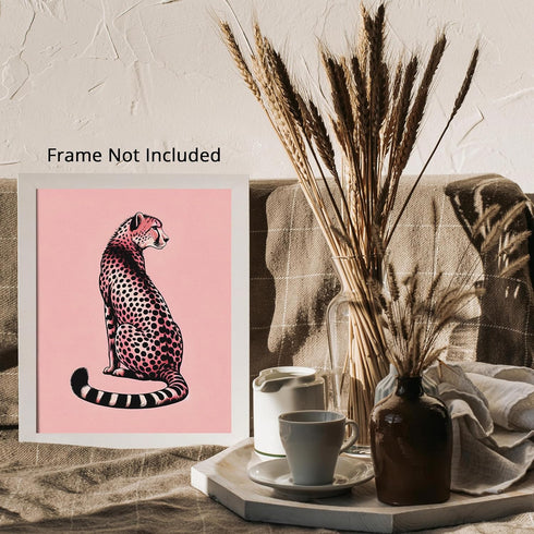 Posterizer 1 pcs-Pink Preppy Aesthetic Cheetah Print-Abstract & Modern Art-Art for Animal Lovers-Gifts for Women-Living Room Bedroom Decor- unfram...