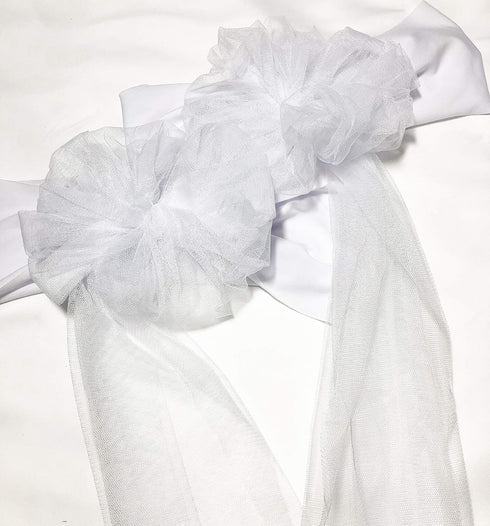 10pcs Spandex Stretch Ready to Use Chair Sashes Bows for Beach Wedding Party Decoration (White)...
