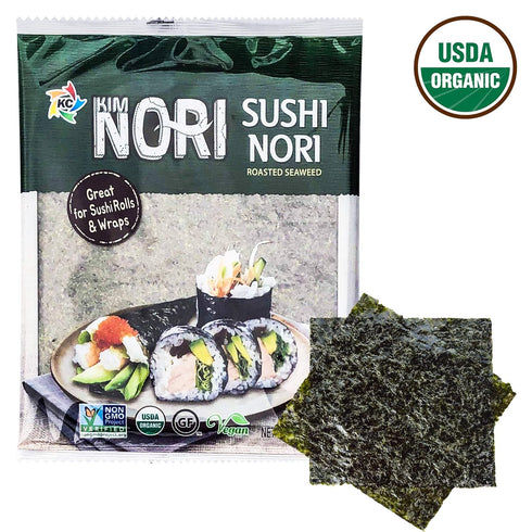 KIMNORI Sushi Nori Seaweed Sheets – 30 Full Size USDA Organic Yaki Roasted Rolls Wraps Snack 100% Natural Laver Gluten Free No MSG Non GMO Vegan K...