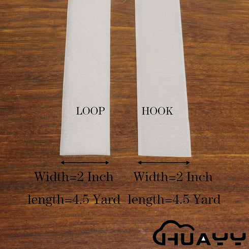 2 Inches Width 4.5 Yards Length,Sew on Hook and Loop Style,Non-Adhesive Nylon Strips Fabric,White (2 in x 4.5 yd)...