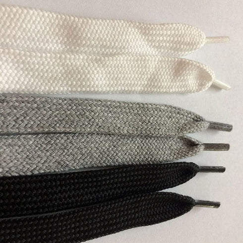 3 Pair 14 mm x 55" Hoodie Drawstring Cord Replacement – Flat Cotton Rope White, Black, Grey for Sweatpants, Joggers, Casual Pants, Gym Shorts, Pan...