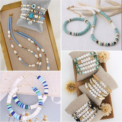 Greentime 8640PCS Clay Beads for Bracelet Making, 48 Colors Flat Round PolymerBeads Spacer Heishi Beads with 312pcs Letter Beads and 535pcs Pendan...