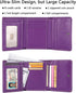AINIMOER Small Leather Wallet for Women, Slim Compact Credit Card Holder RFID Blocking Wallets Organizer with Coin Pocket, Lichee Purple...