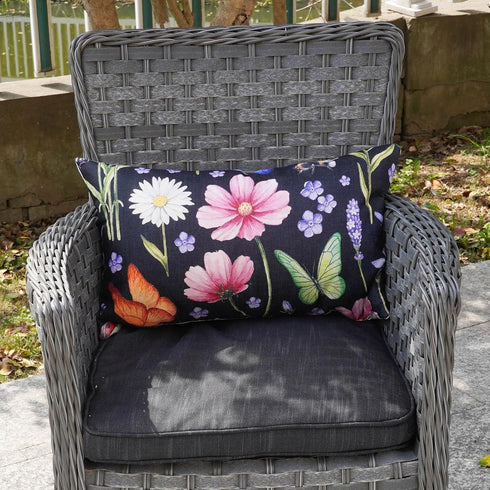 ONWAY Outdoor Waterproof Spring Summer Pillow Covers 12x20 Inch Set of 4 Floral Farmhouse Throw Pillows Decorative Cushion Cases for Outdoor Couch...