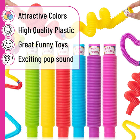 Mr. Pen- Pop Tubes Sensory Toys, 6 Pack, Large, Pop Tubes, Pop Tube, Pop Tubes Fidget Toys, Fidget Tube, Sensory Tubes for Toddlers, Tubes for Kid...
