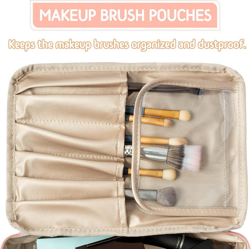Preppy Patch SKIN Makeup Bag Large Capacity Travel Toiletry Bag with Brush Bags Cosmetic Bag Makeup Case Multifunction Organizer Make Up Bag Reusa...