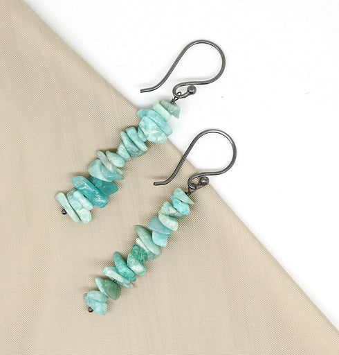 Natural Amazonite Chips Earrings for Women, Yoga Jewelry, Meditation Earring, Crystals Earring, Raw Gemstone, Energy Healing Crystals, Gift for He...