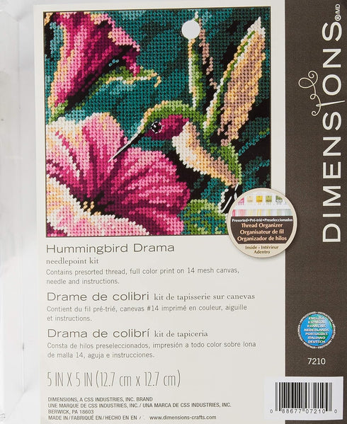 Dimensions Needlepoint Kit, Hummingbird Needlepoint, 5'' W x 5'' H, Various...