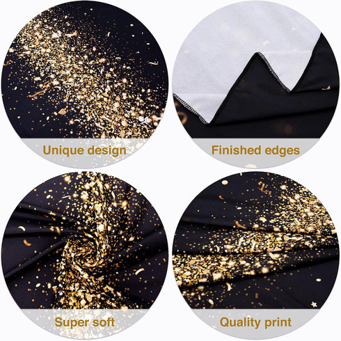Decor365 9x5 ft Fabric Champagne Gold Tablecloth Black Gold Party Decoration GraduationTable Cover Birthday TableCloths Anniversary Celebration Ne...