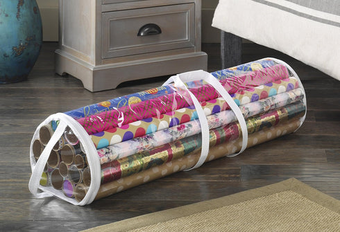 Whitmor 6044-4924 Clear Gift Wrap Organizer - Zippered Storage for 25 Rolls...