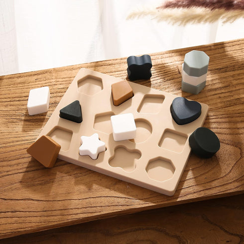 Mamimami Home Toddlers Shape Puzzle Montessori Learning Shape Toy Board for Kids Preschool Boys & Girls Educational Learning Silicone Shape Toys...