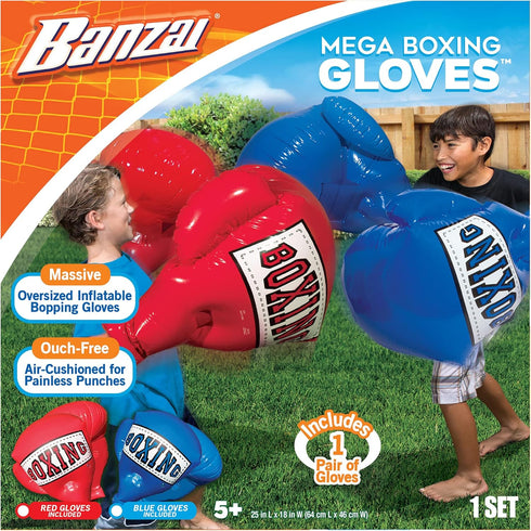 Banzai Kids Inflatable Mega Boxing Gloves 1 Set (Red or Blue)...