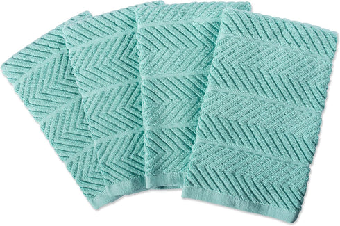 DII Luxury Barmop Collection Chevron Dishtowel Set, Aqua, 16x19, 4 Piece...