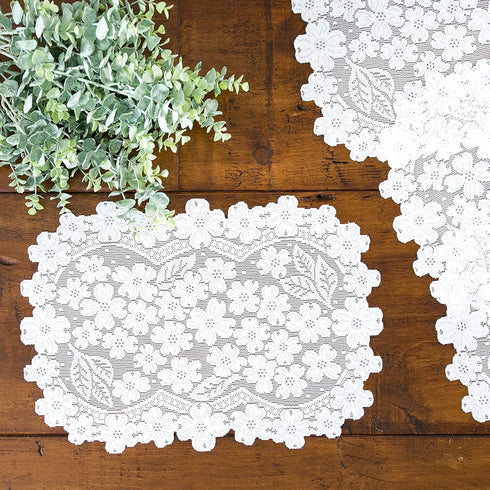Heritage Lace Dogwood 14x19 White Placemat (Set of 4)...