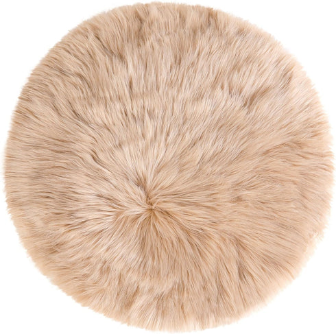 uxcell Faux Fur Round Rug,Fluffy Area Mat,Fluff Rugs for Bedroom Floor Sofa Living Room 3 x 3 Feet Khaki...